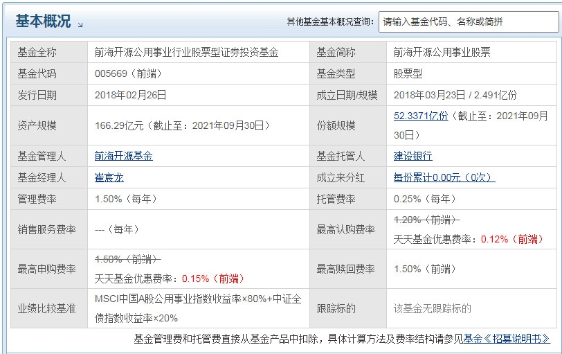 前海开源公用事业股票怎么样 它的业绩如何